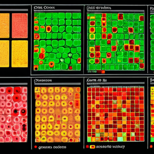 Home 15 **Interactive Heatmap of Gene Expression:** A vibrant, interactive heatmap visualizing gene expression data in cancer cells treated with different drugs. The color gradient should clearly represent gene activity levels, and the layout should highlight clusters of co-regulated genes. Focus on conveying the "deciphering a secret code" aspect, revealing vulnerabilities in cancer cells.