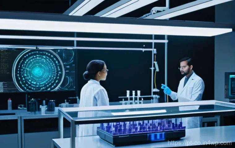 합성생물학의 데이터 기반 설계 원칙 - **Prompt 1: The Bio-Digital Lab of Tomorrow**
"A sleek, futuristic synthetic biology laboratory ...