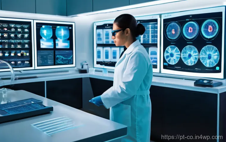 합성생물학의 혁신적 사례 분석 - **Prompt 1: Personalized Medicine and Scientific Breakthroughs**
    "A bright, sterile, and futuris...