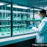 Home 21 합성생물학의 안전성 및 규제 이슈 - A high-tech synthetic biology laboratory scene in Brazil, showcasing scientists wearing lab coats an...
